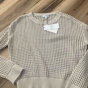 Calvin Klein Womens Knitted Beige Netted Long Sleeve Top Xs Nwt